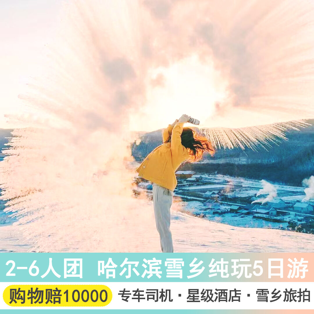6人成团哈尔滨雪乡5天4晚跟团游亚布力滑雪旅游度假区冰雪大世界