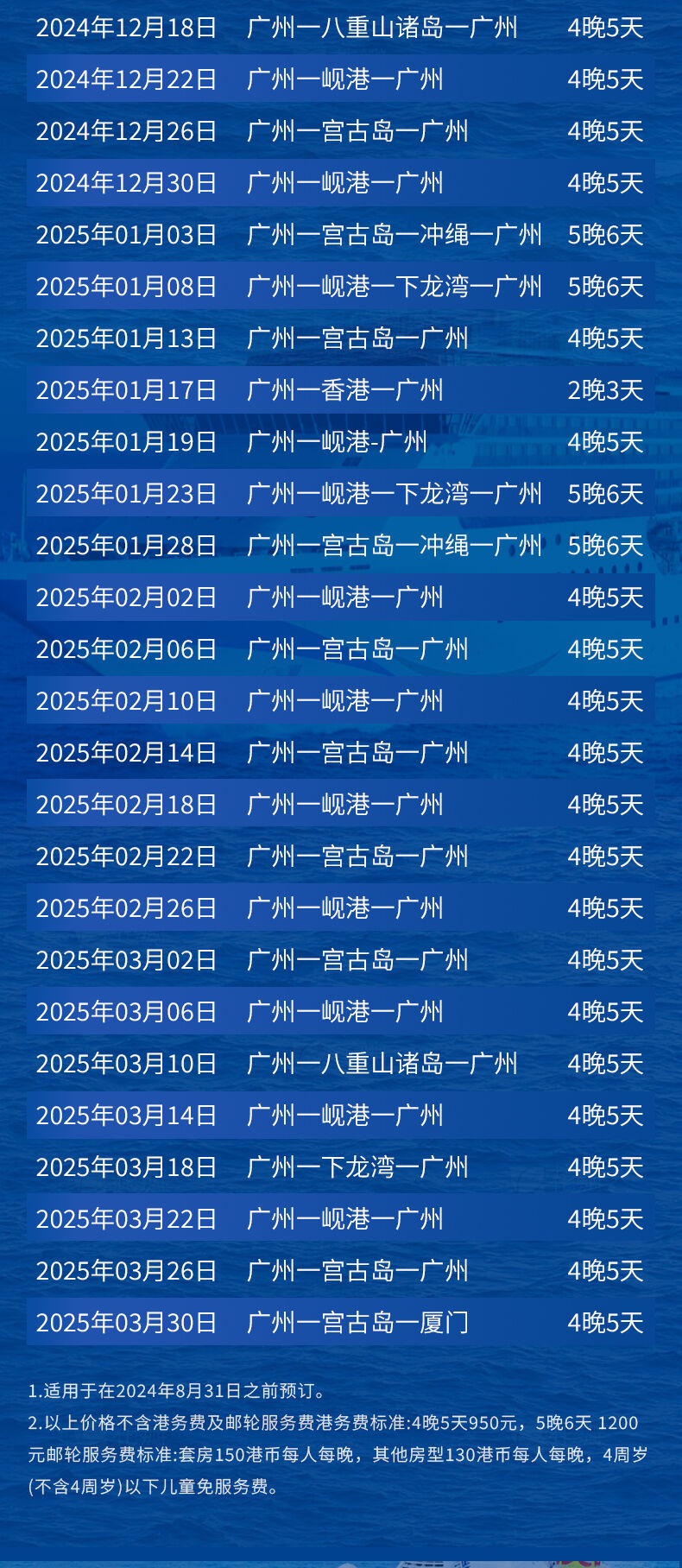 邮轮旅游爱达地中海号日本越南香港豪华游5/6天广州南沙出发 行程图 4