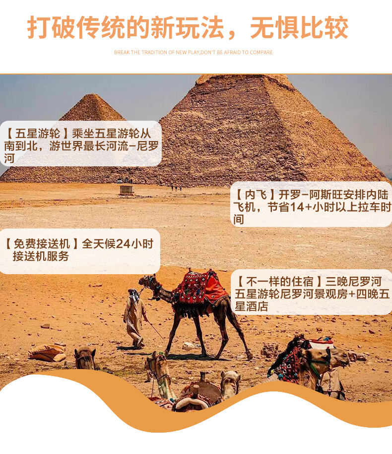 埃及旅游纯玩金字塔尼罗河卢克索阿斯旺红海6-9天五星当地参团 行程图 3