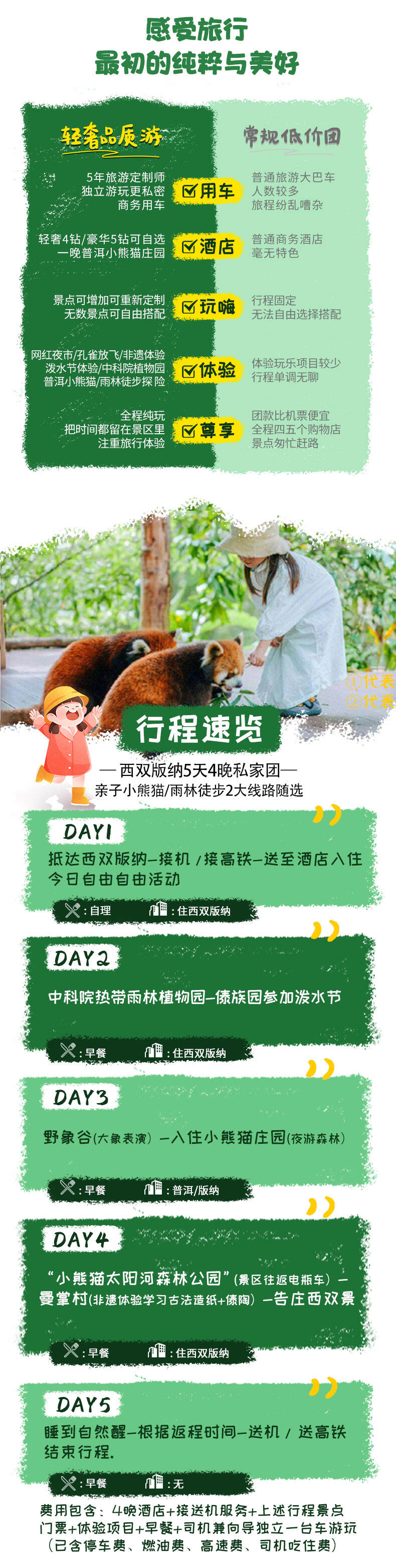 亲子小熊猫庄园云南普洱西双版纳旅游5天4晚当地纯玩私家团旅行 行程图 6