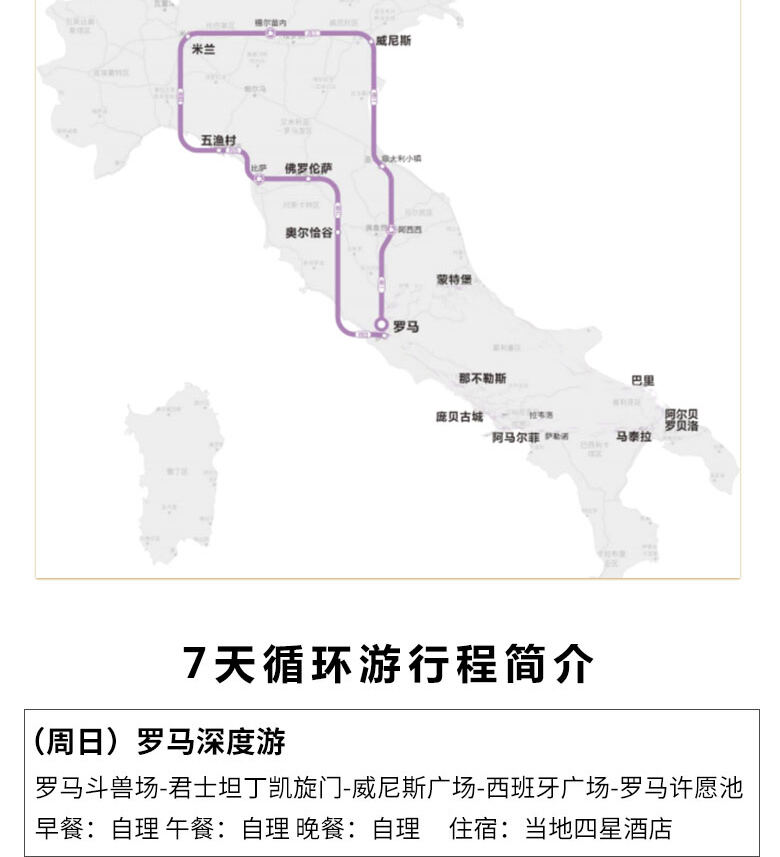 【2-6人小团】意大利旅游7天6晚罗马米兰威尼斯佛罗伦萨欧洲旅游 行程图 7