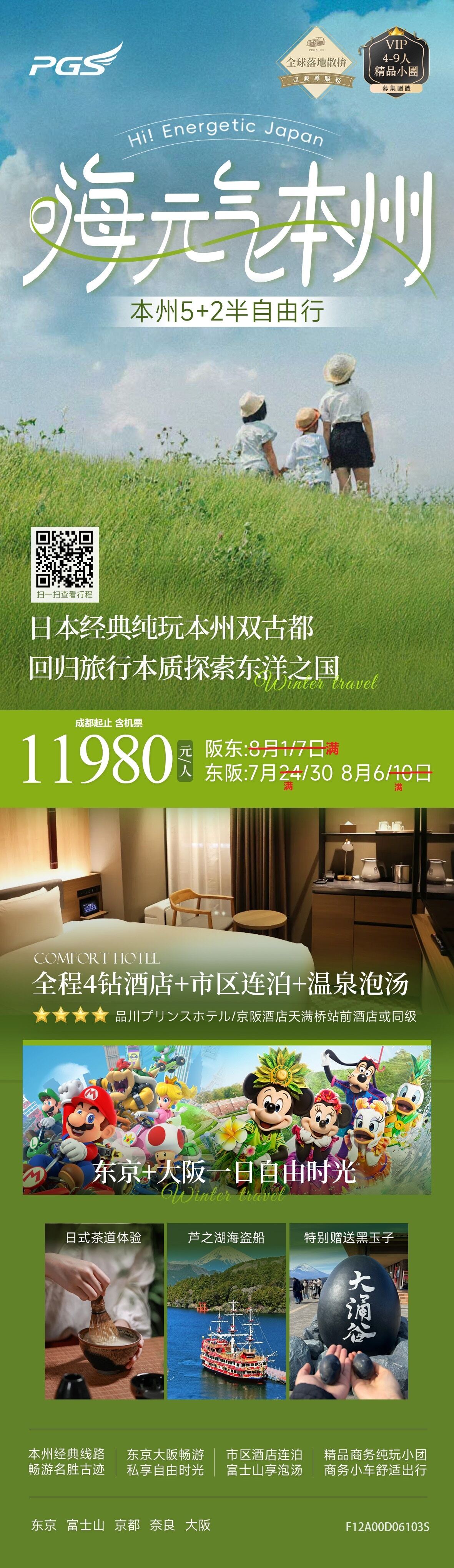 嗨元气本日本本州7日半自由行 行程图 2