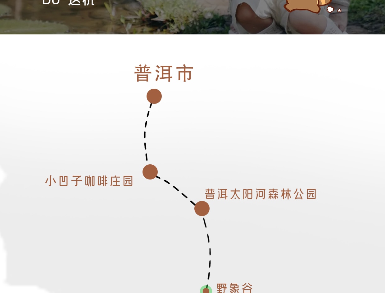 ❣️【放虎归山】云南西双版纳普洱6天5晚亲子游私家团(普洱森林公园+夜游植物园+小熊猫互动+告庄旅拍) 行程图 10