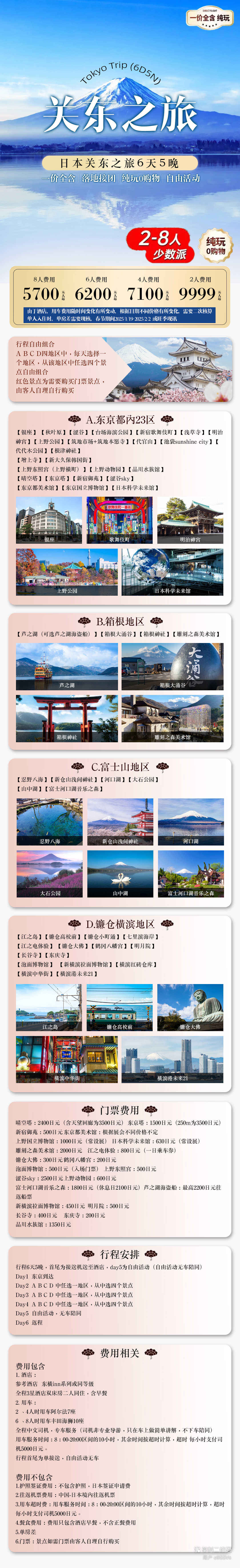 关东之旅日本关东之旅6天5晚 行程图 2