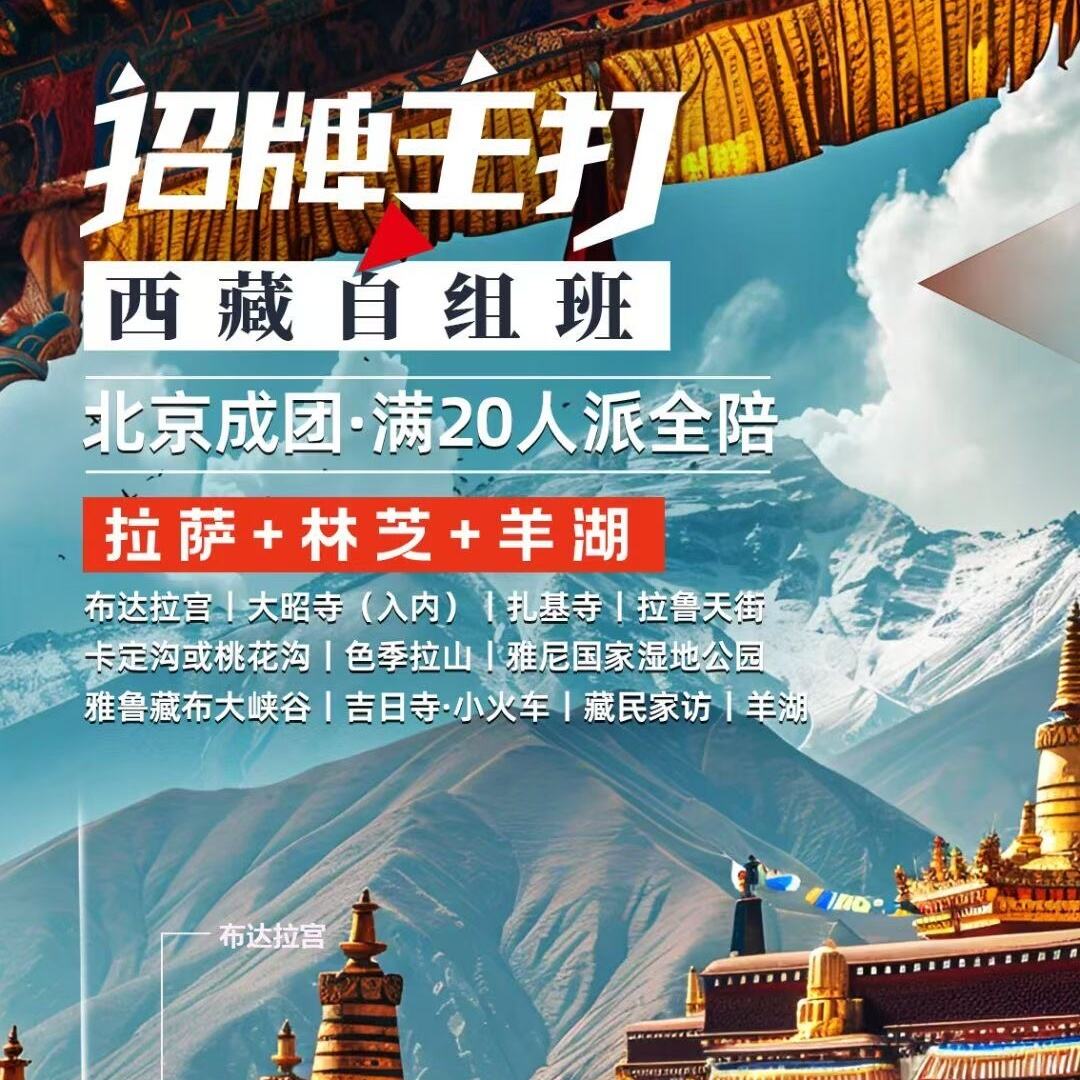 拉萨+林芝+羊湖湖双卧11天/卧飞9天（布达拉宫|大昭寺(入内)|扎基寺|拉鲁天街卡定沟或桃花沟|色季拉山!雅尼国家湿地公园雅鲁藏布大峡谷|吉日寺·小火车|藏民家访|羊湖）