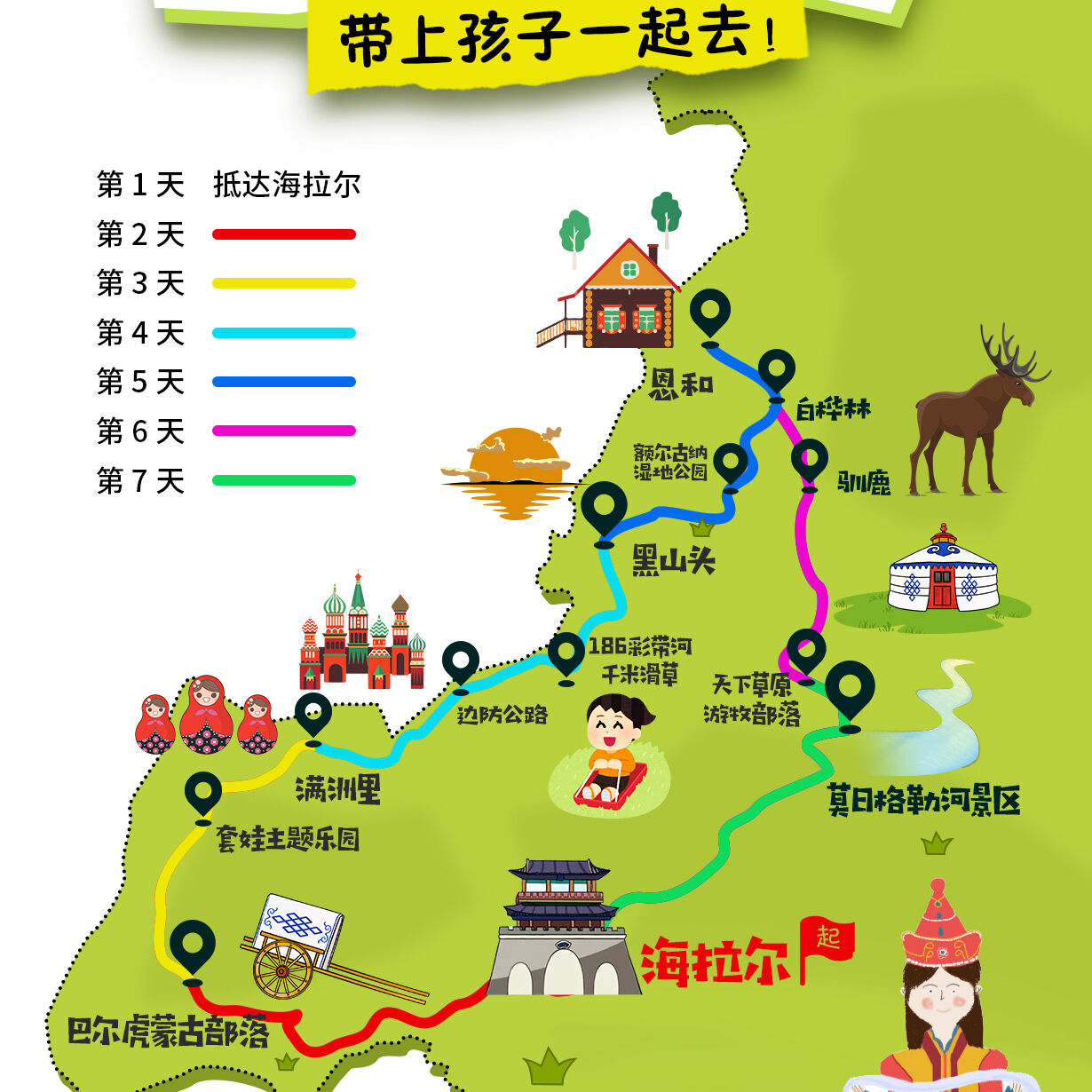 定制旅行 呼伦贝尔旅游满洲里海拉尔7日亲子游大草原包车团购小团 图 3