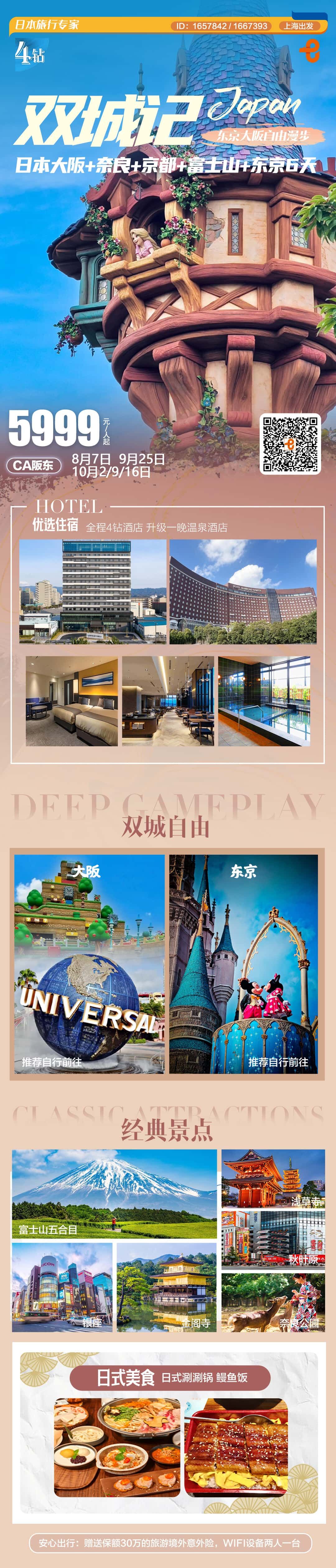 日本大阪+奈民+京都辛富上山东京谷天 行程图 2