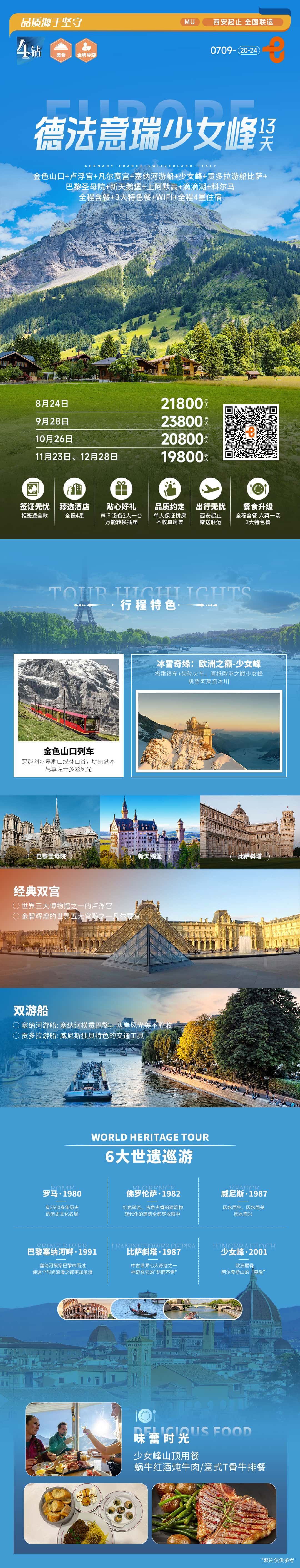 德法意瑞少女峰13天 行程图 2