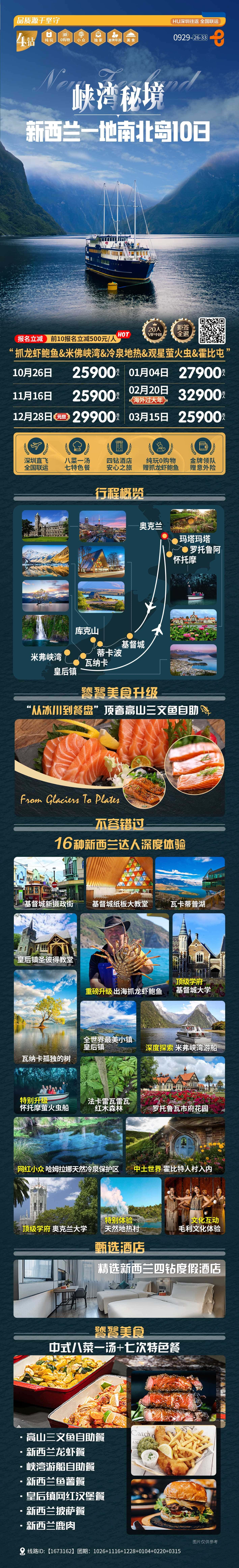 峡湾秘境&新西兰一地南北岛10日 行程图 2