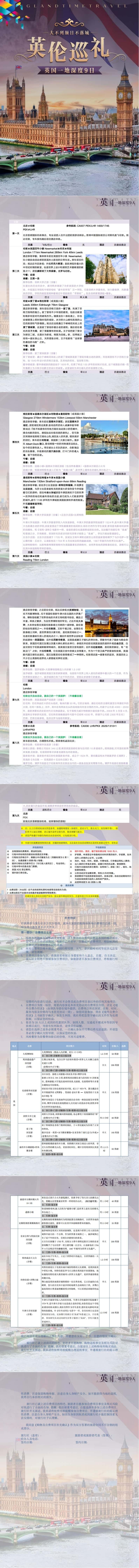 英伦巡礼 英国一地深度9/10日 行程图 3