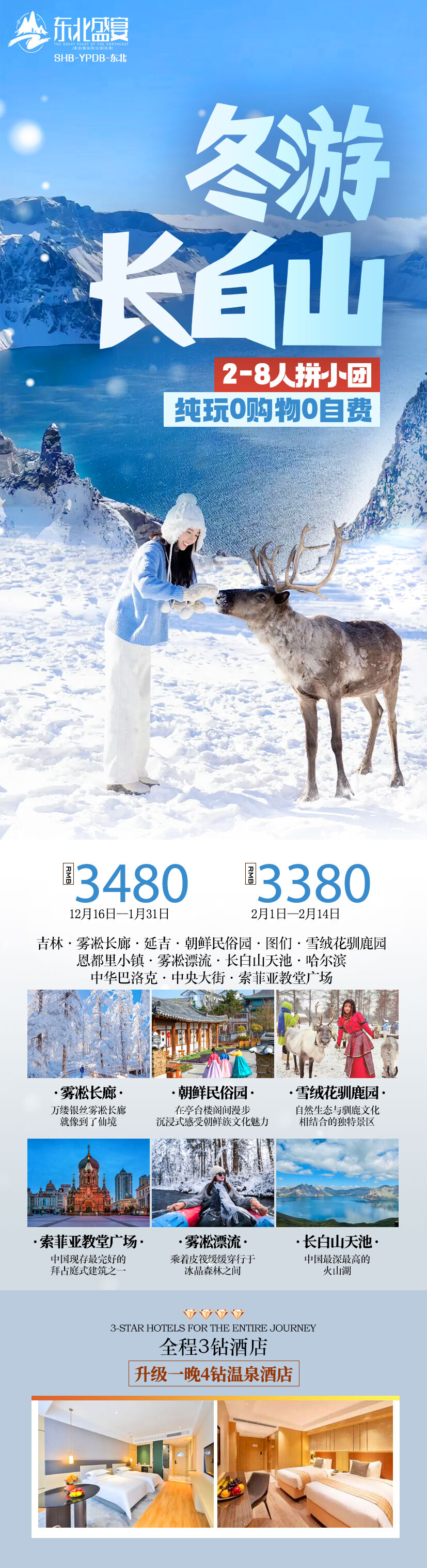 冬游长白山2-8人拼小团纯玩0购物0自费5日游 行程图 2