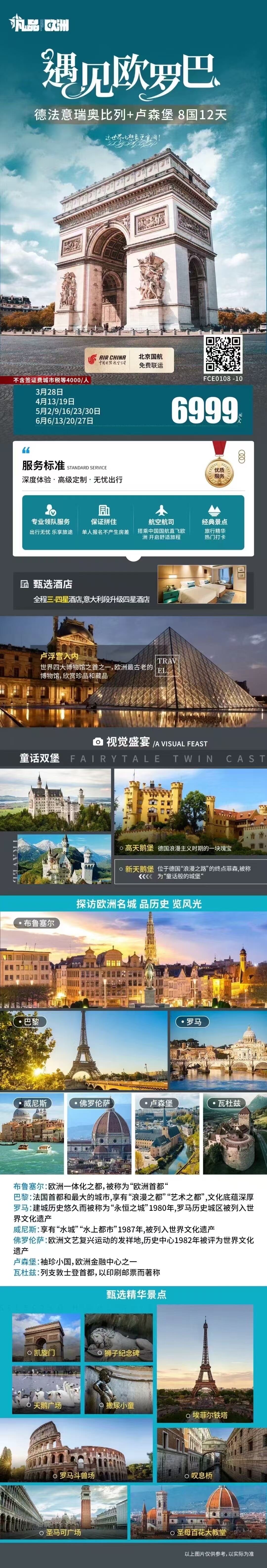德法意瑞奥比列+卢森堡8国12天 遇见欧罗巴凡品 行程图 2