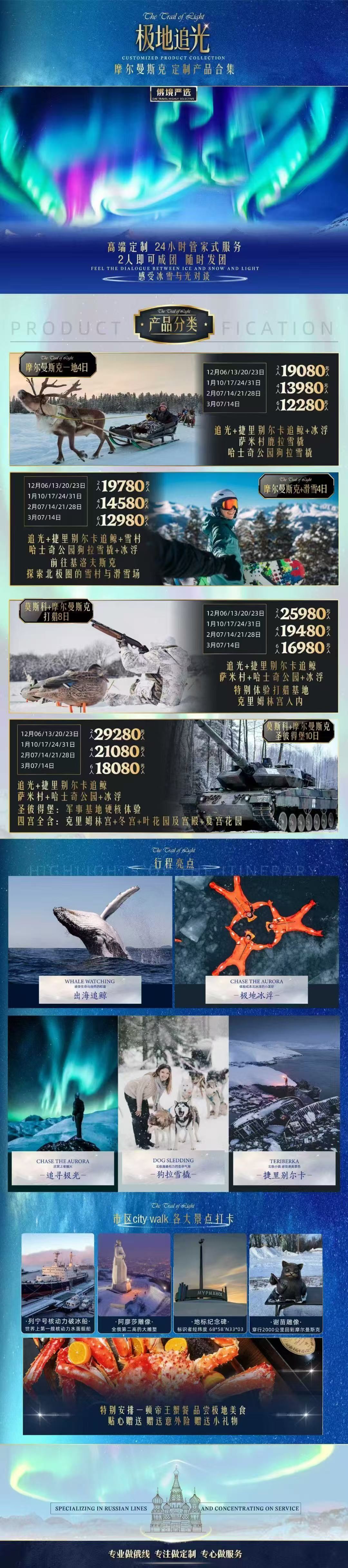 莫斯科打猎+摩尔曼斯克追光8日 极地追光 行程图 2