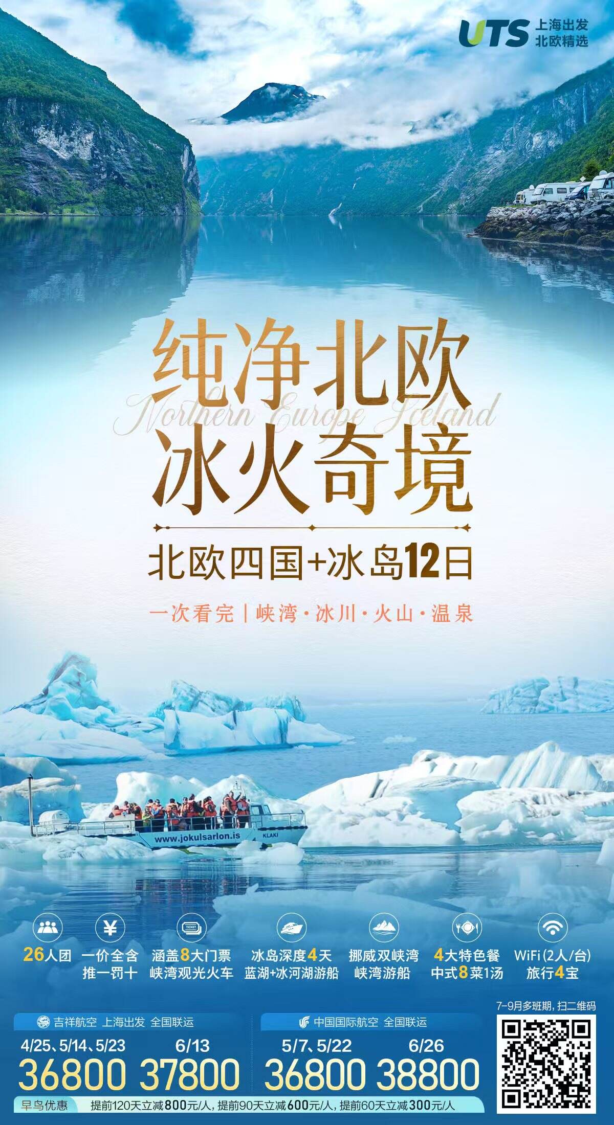 纯净北欧 冰火奇境 北欧四国+冰岛12日 26人团 行程图 2