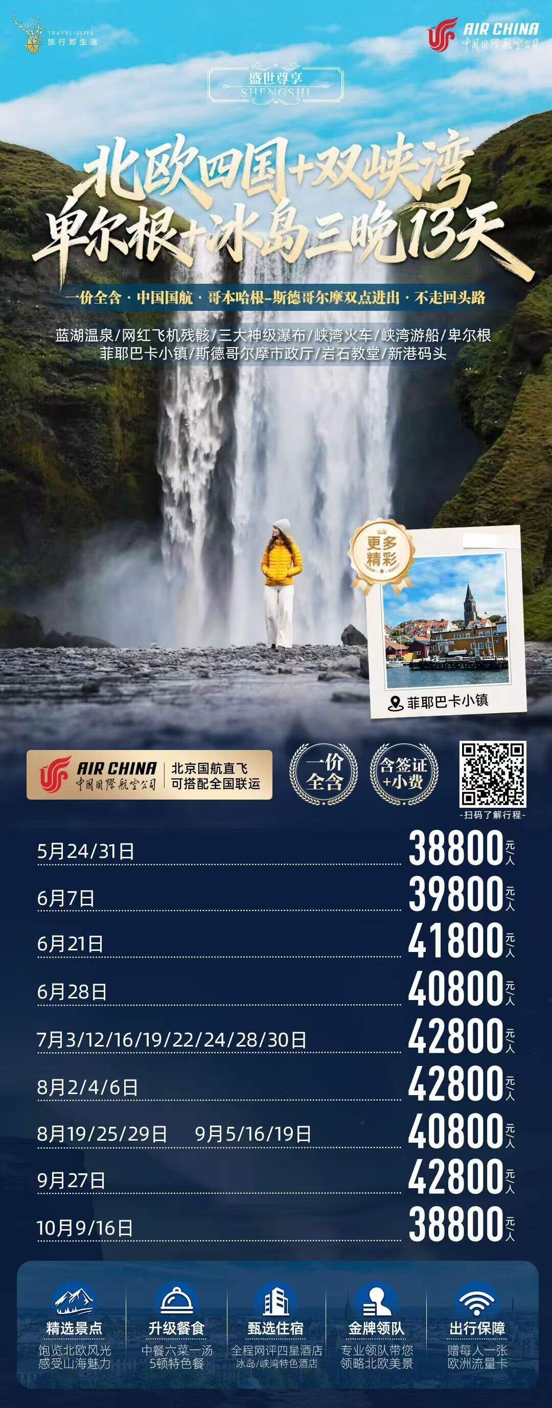 北欧四国+双峡湾+卑尔根+冰岛三晚13天 一价全含·中国国航·哥本哈根-斯德哥尔摩双点进出·不走回头路 行程图 2