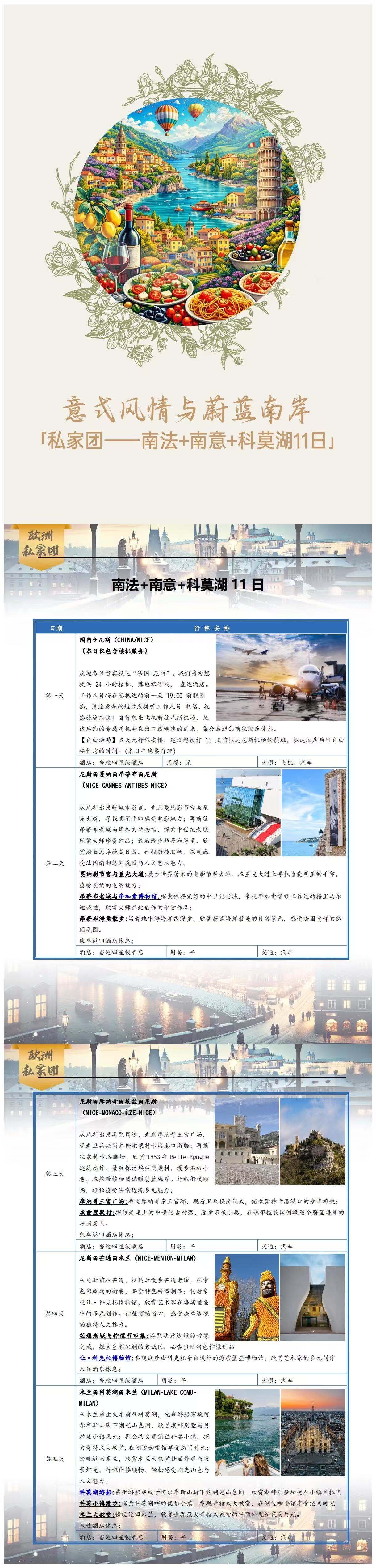 南法南意&科莫湖浪漫11日之旅·意式风情蔚蓝南岸 精致小团2-6人独享·沟通无障碍双语司兼导 舒适入住4星级酒店 行程图 3