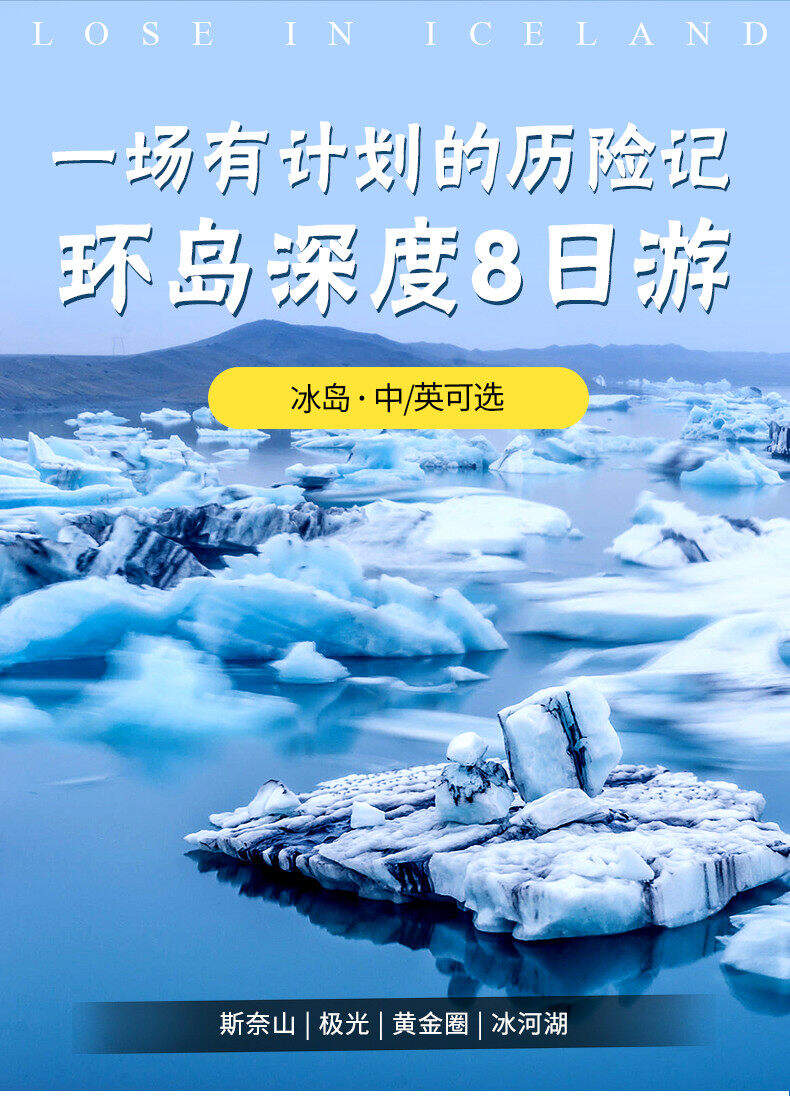 冰岛旅游环岛1号公路深度8日游黄金圈黑沙滩冰河湖蓝冰洞观鲸冰川 行程图 1