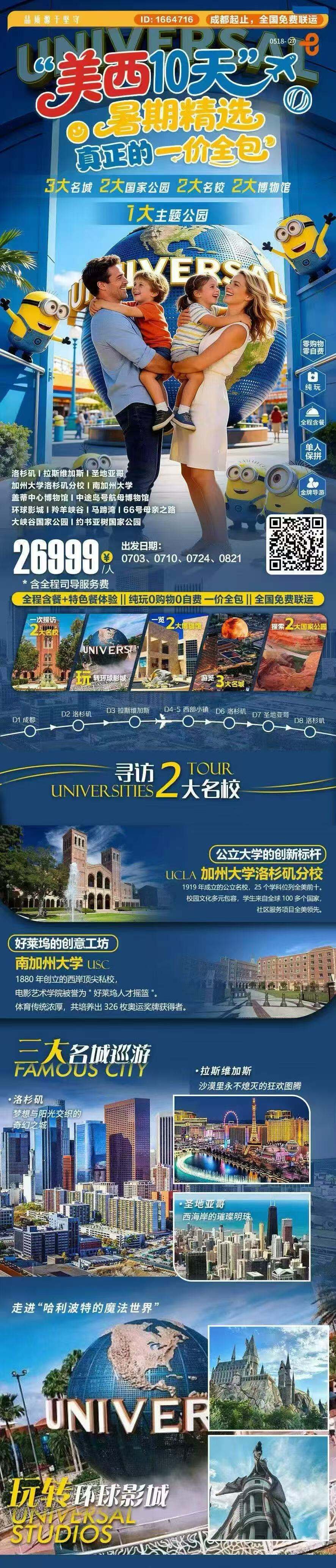美西10天·暑期精选·真正的一价全包 3大名城+2大国家公园+2大名校+2大博物馆+1大主题公园 行程图 2