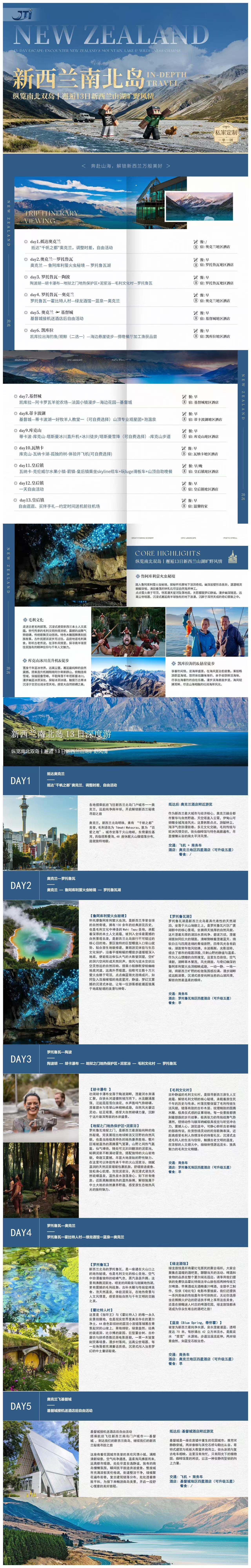 新西兰南北岛 纵览南北双岛|邂逅13日新西兰山湖狂野风情 私家团一单一团 行程图 3