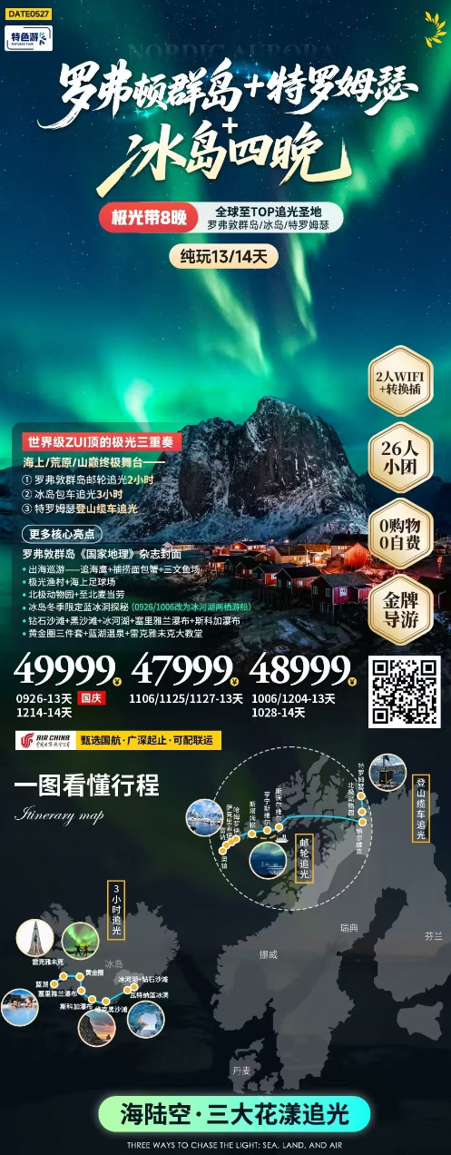 罗弗顿群岛+特罗姆瑟 冰岛四晚 行程图 2