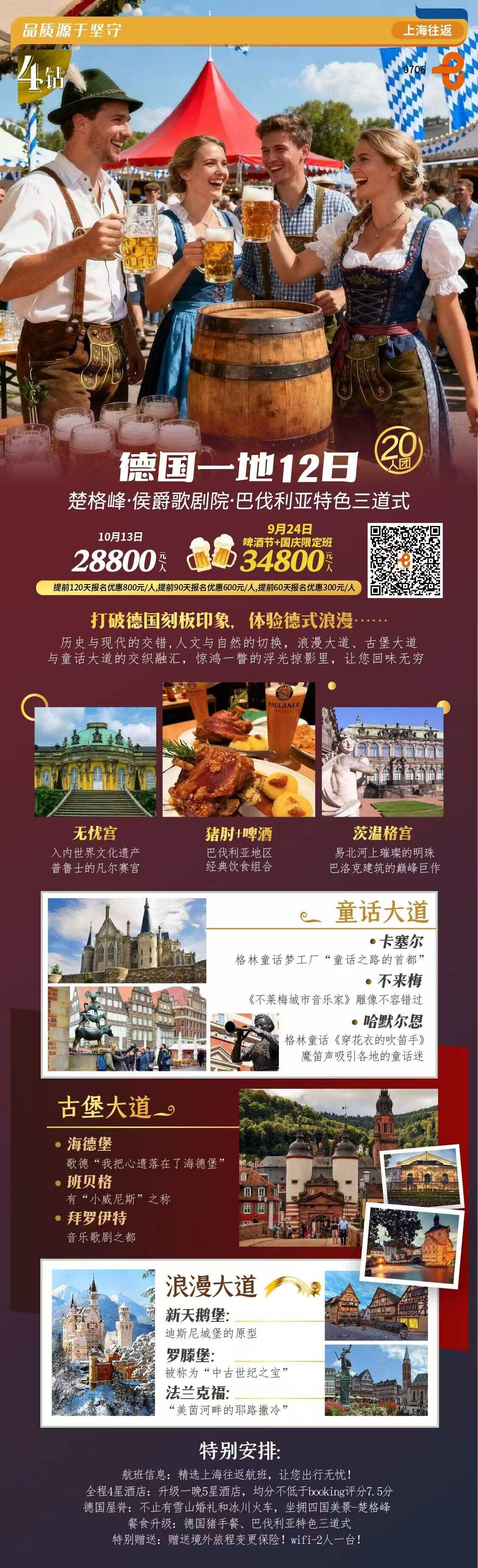 德国一地12日楚格峰·侯爵歌剧院·巴伐利亚特色三道式 行程图 2