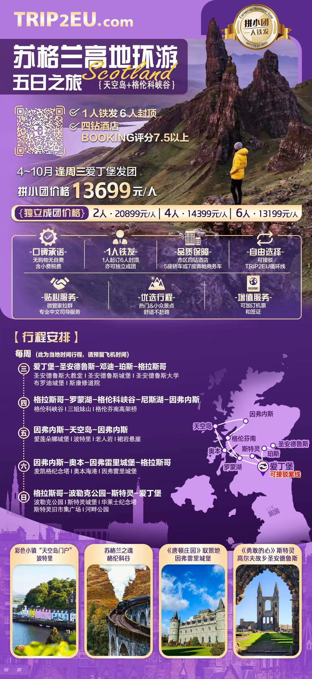 苏格兰高地环游五日之旅 行程图 2