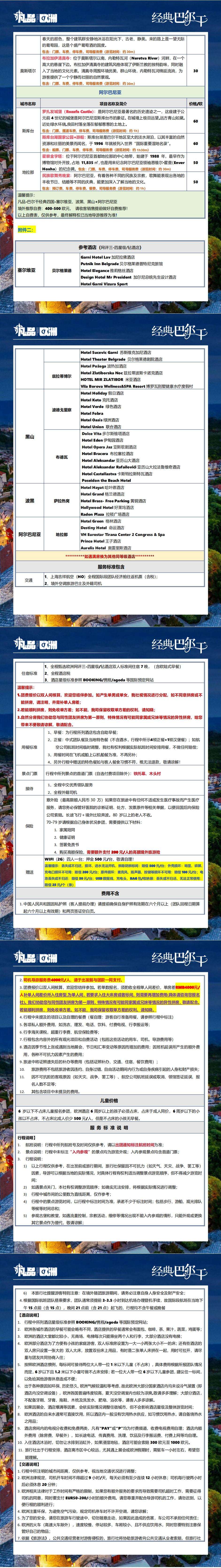 经典巴尔干 免签四国-塞波黑+阿尔巴尼亚10日 行程图 7