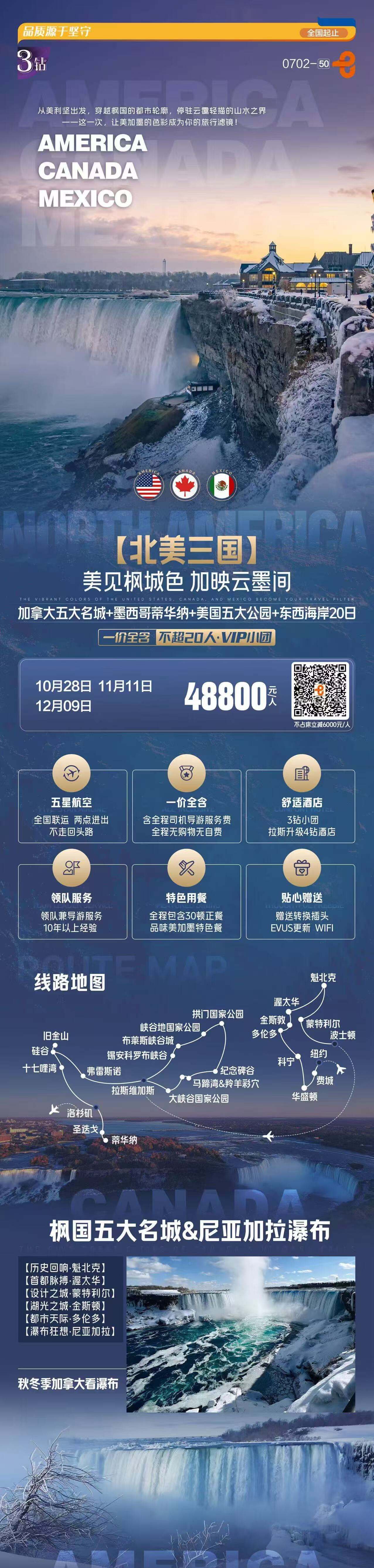 北美三国·美见枫城色 加映云墨间 加拿大五大名城+墨西哥蒂华纳+美国五大公园+东西海岸20日 行程图 2