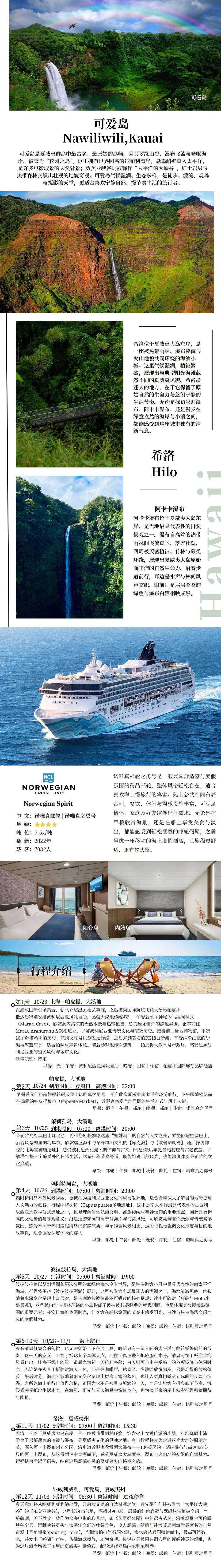 大溪地 夏威夷 双岛天堂16天 诺唯真邮轮-之勇号 行程图 4