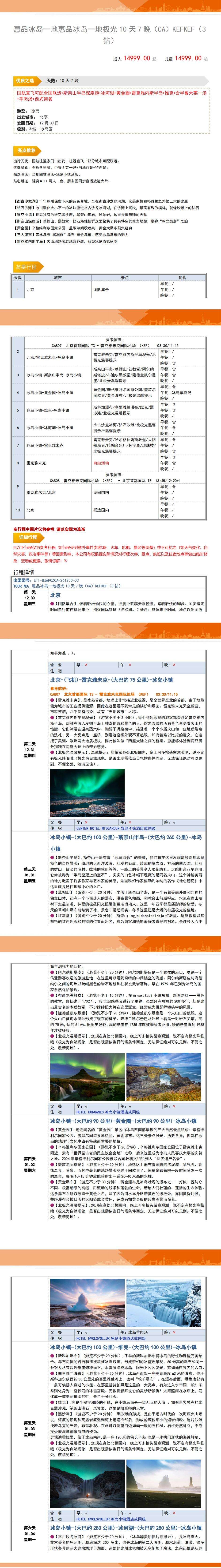 欧惠冰岛一地追光10天 斯奈山深度+黄金圈+冰河湖+维克+三大瀑布+雷克雅内斯半岛 行程图 3